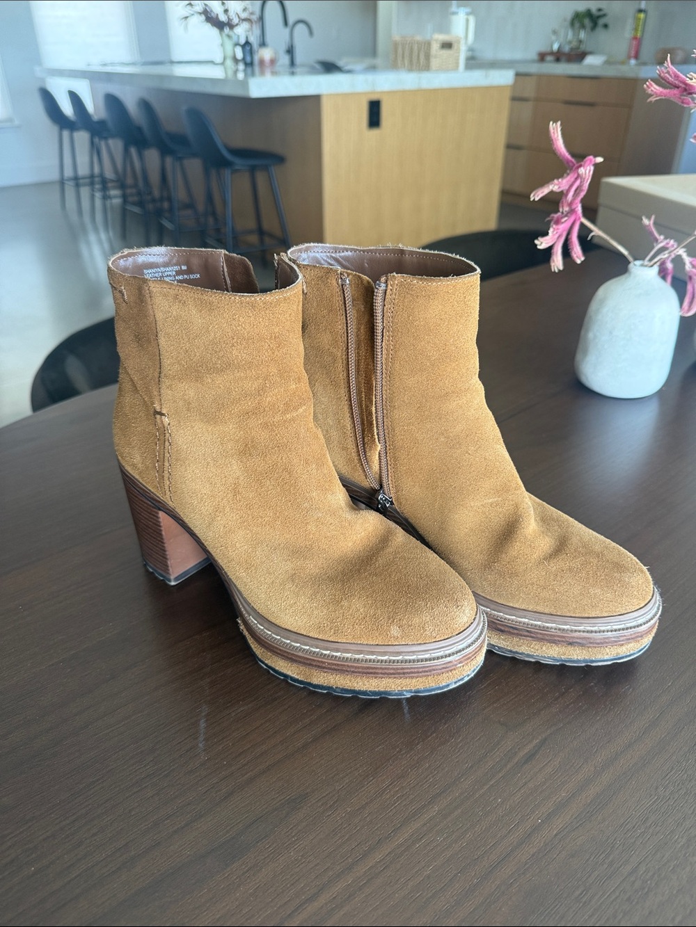 Steve Madden Tan Suede Platform Ankle Boots